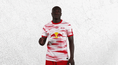 Man In Red And White Shirt With Red Bull GIF