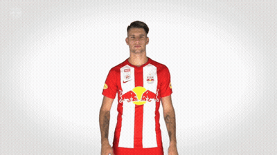 Man In Red And White Shirt With Red Bull GIF