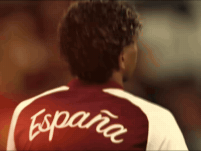 Man In Red And White Spain Shirt GIF