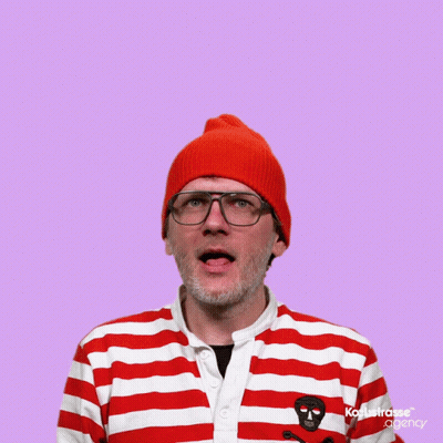 Man In Red And White Striped Shirt And Orange Beanie Upside Down GIF