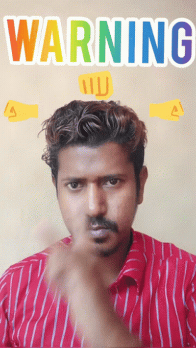 Man In Red And White Striped Shirt Funny Face Warning Sign GIF