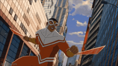 Man In Red And White Superhero Outfit GIF