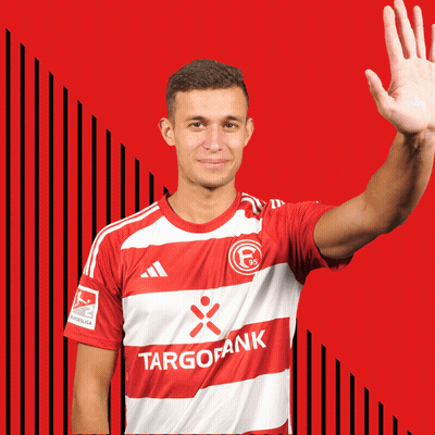 Man In Red And White Targobank Shirt GIF