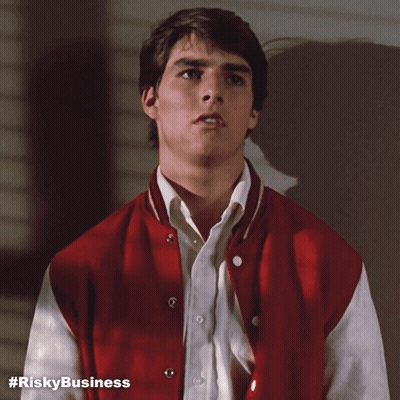 Man In Red And White Varsity Jacket Risky Business GIF