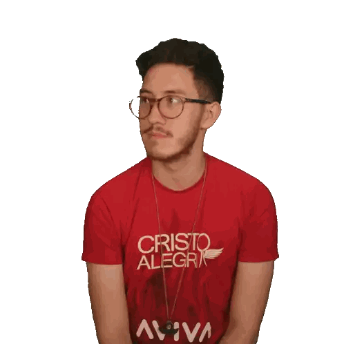Man In Red Aviva Shirt With Glasses Sticker