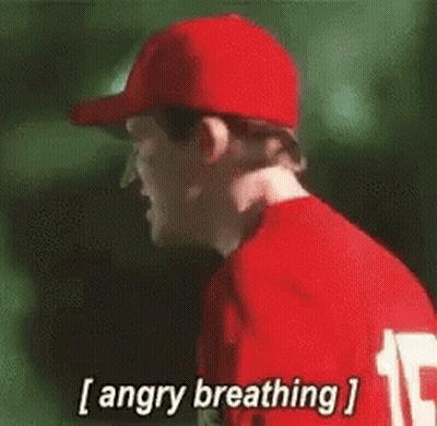 Man In Red Baseball Cap Angry Breathing GIF