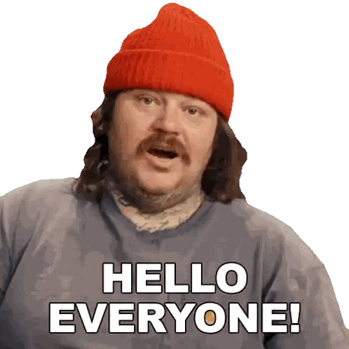 Man In Red Beanie And Blue Shirt Says Hello Sticker