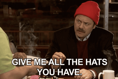 Man In Red Beanie Saying Give Me All The Hats GIF