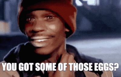 Man In Red Beanie Smiling Asking If He Has Eggs GIF