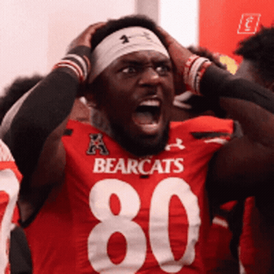 Man In Red Bearcats Jersey Number 80 GIF