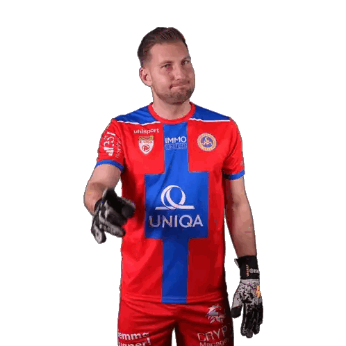 Man In Red, Blue, And White Uniform With Uniqa Sticker