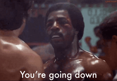Man In Red Boxing Gloves Saying You're Going Down GIF