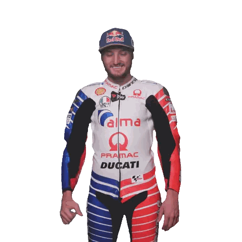 Man In Red Bull Hat And Ducati Jacket Sticker