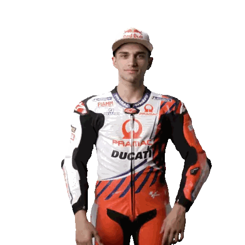 Man In Red Bull Hat And Ducati Suit Sticker