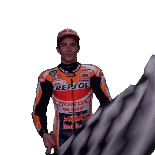 Man In Red Bull Hat And Racing Outfit Sticker