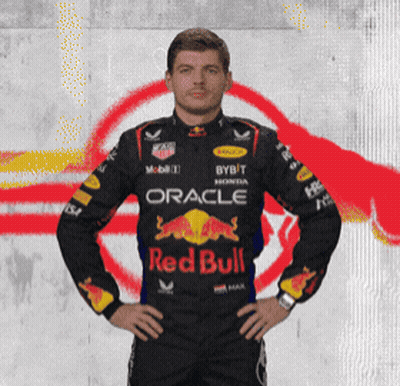 Man In Red Bull Racing Suit GIF