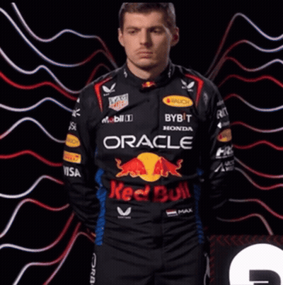 Man In Red Bull Racing Uniform With Oracle GIF