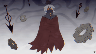 Man In Red Cape With Gears And Arrows GIF