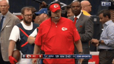 Man In Red Chiefs Hat With Football Team GIF
