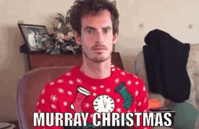 Man in Red Christmas Sweater Saying Murray Christmas