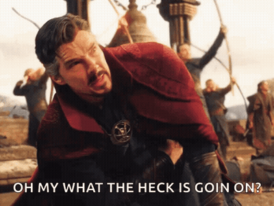 Man In Red Cloak Saying Oh My What The Heck Is Goin On GIF
