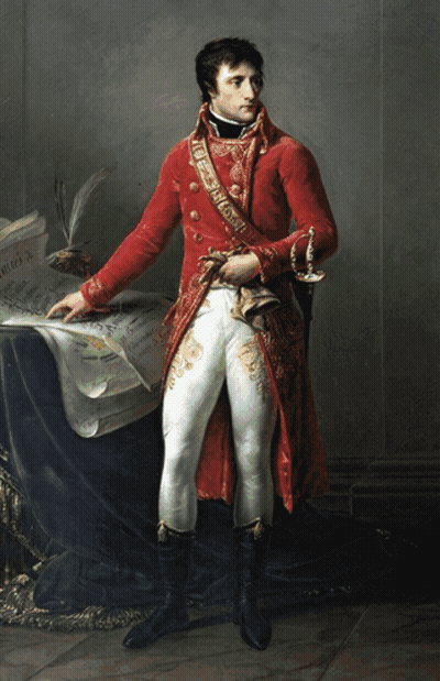 Man In Red Coat And White Pants With Francais Sash GIF