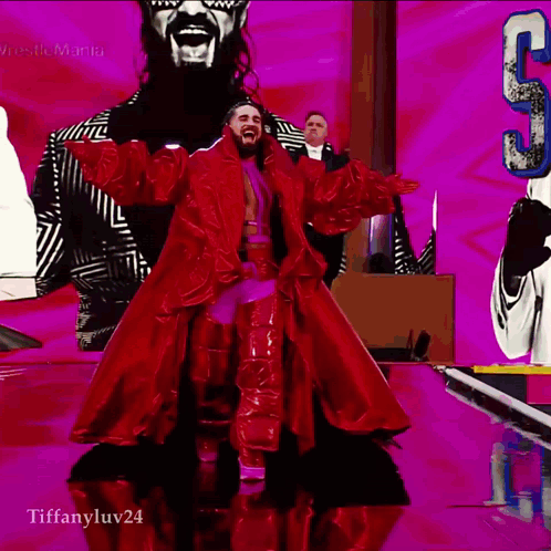 Man In Red Coat Before Screen Saying Tiffanyluv24 GIF