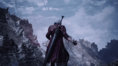 Man In Red Coat Holding Sword In Video Game GIF