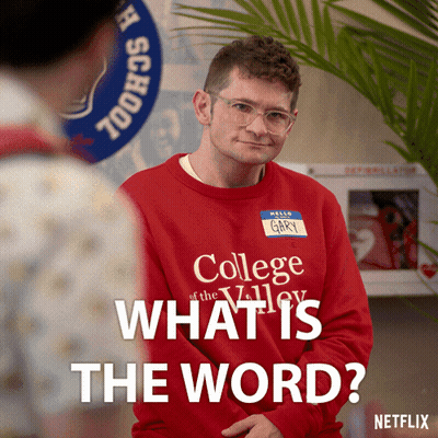 Man In Red College Of The Valley Sweatshirt Says What GIF