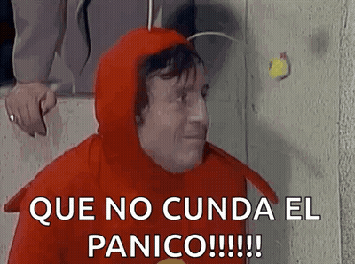 Man In Red Costume Saying Que No Cunda El Panico GIF
