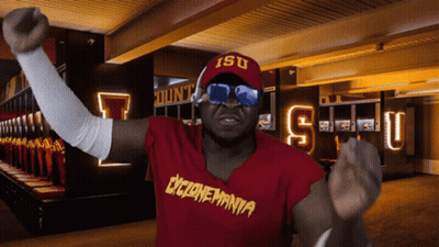 Man In Red Cyclonemania Shirt GIF
