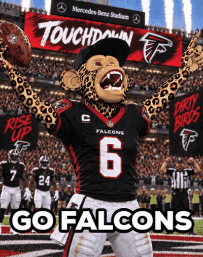 Man In Red Falcons Jersey Sitting In Stands GIF