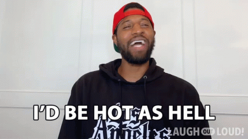 Man In Red Hat And Black Hoodie I'd Be Hot As Hell GIF