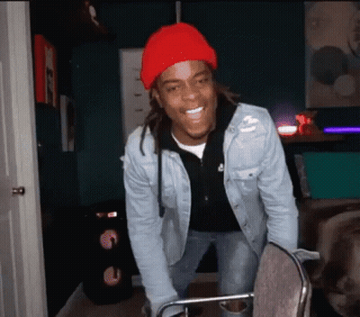 Man In Red Hat And Denim Jacket GIF