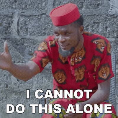 Man In Red Hat And Lion Shirt Says I Cannot Do This Alone GIF
