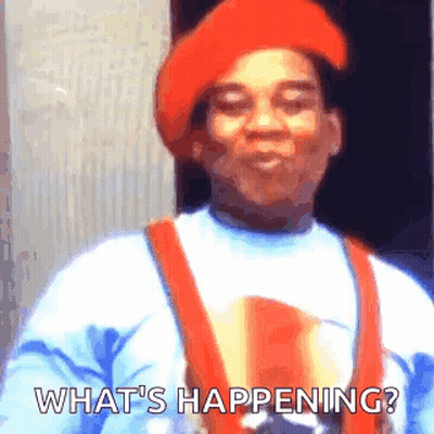 Man In Red Hat And Overalls Asking What's Happening GIF