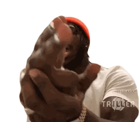 Man In Red Hat And White Shirt With Triller Sleeve Sticker