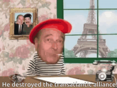 Man In Red Hat Destroying Transatlantic Alliance GIF