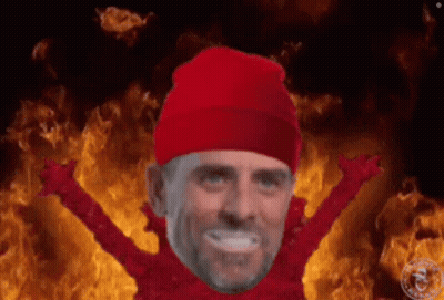 Man In Red Hat Facing Flames GIF