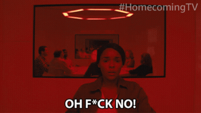 Man In Red Hat Holding Cup Next To Man In Striped Shirt GIF