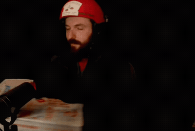 Man In Red Hat Holding Pizza Box GIF