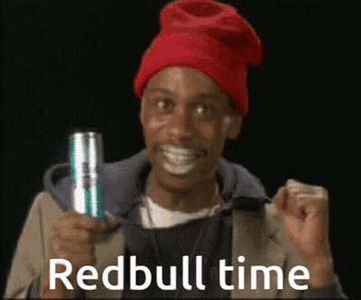 Man In Red Hat Holding Redbull Can GIF