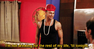 Man In Red Hat Says I'm Not Drinking For The Rest Of My Life Til Tonight GIF