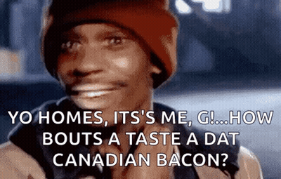 Man In Red Hat Smiling About Canadian Bacon GIF