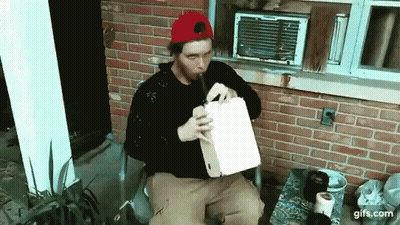 Man In Red Hat Smoking Pipe GIF