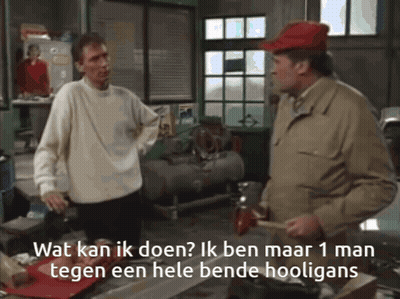 Man In Red Hat Talking To Another Man In Garage GIF