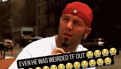 Man In Red Hat Weirded Out GIF