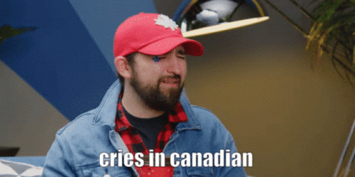 Man In Red Hat With Maple Leaf Cries In Canadian GIF