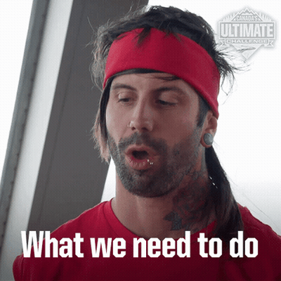 Man In Red Headband And Shirt Saying What We Need To Do GIF