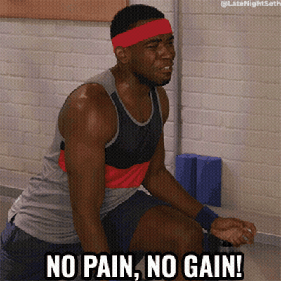 Man In Red Headband Kneeling Says No Pain No Gain GIF